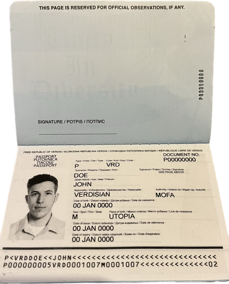 New passport design unveiled Free Republic of Verdis